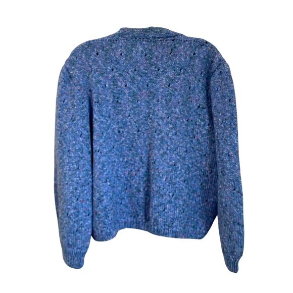Boutique Dreamy Blue Pointelle Knit Cardigan with White Buttons Size Medium - Picture 3 of 7